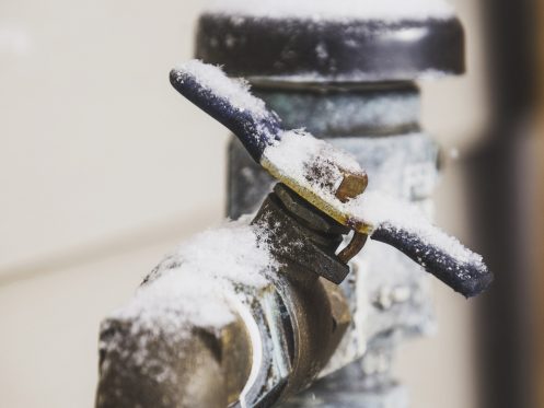 Icy shutoff valve in the winter